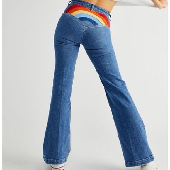 Free People Denim - Free People Somewhere Over The Rainbow Jeans Women’s 30